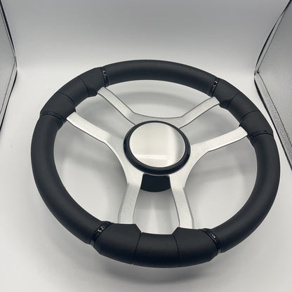 Malera Boat Steering Wheel Brushed Aluminum Spokes - Plain