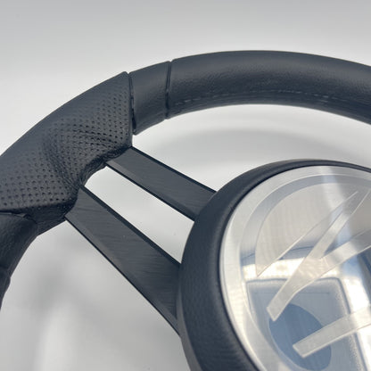 Molinara Marine Steering Wheel Black Brushed Aluminum Spokes | Tige
