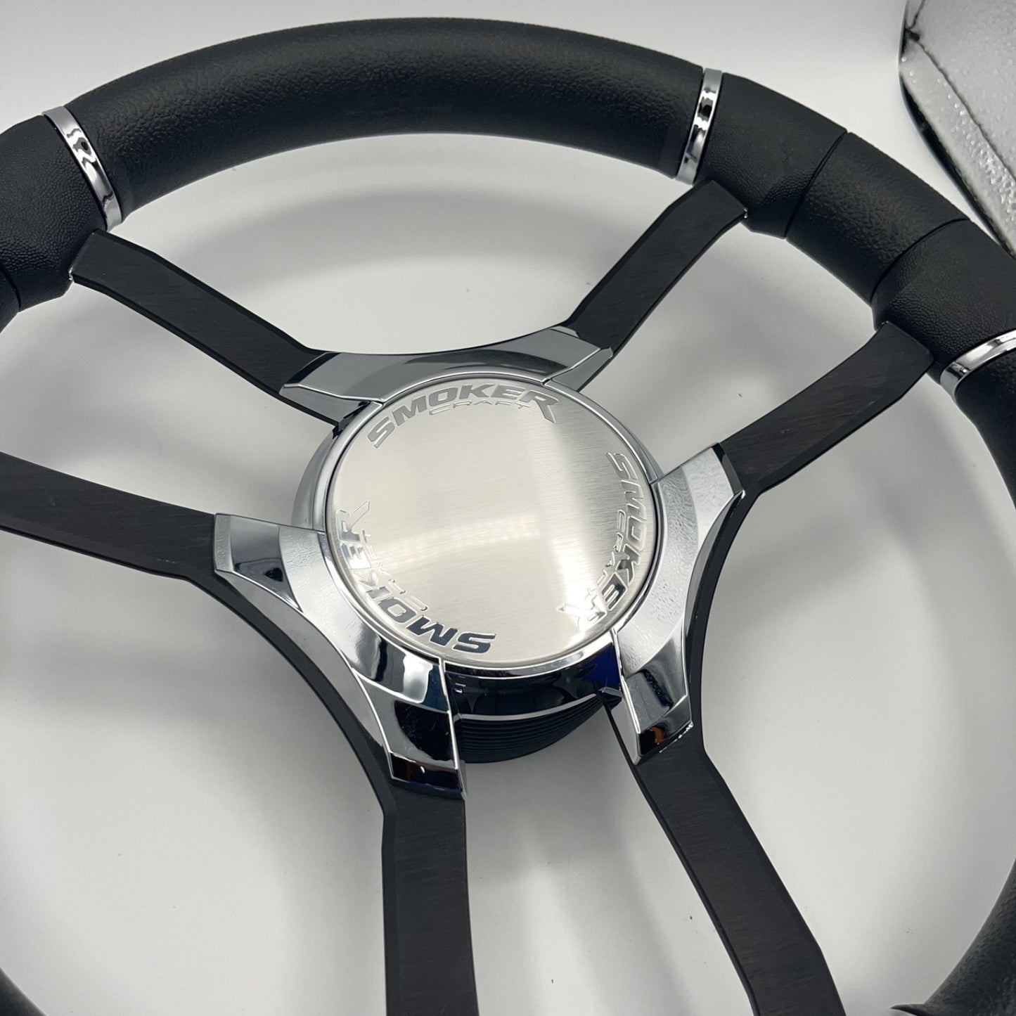 Malera Boat Steering Wheel Black Aluminum Spokes | Smokercraft Boats