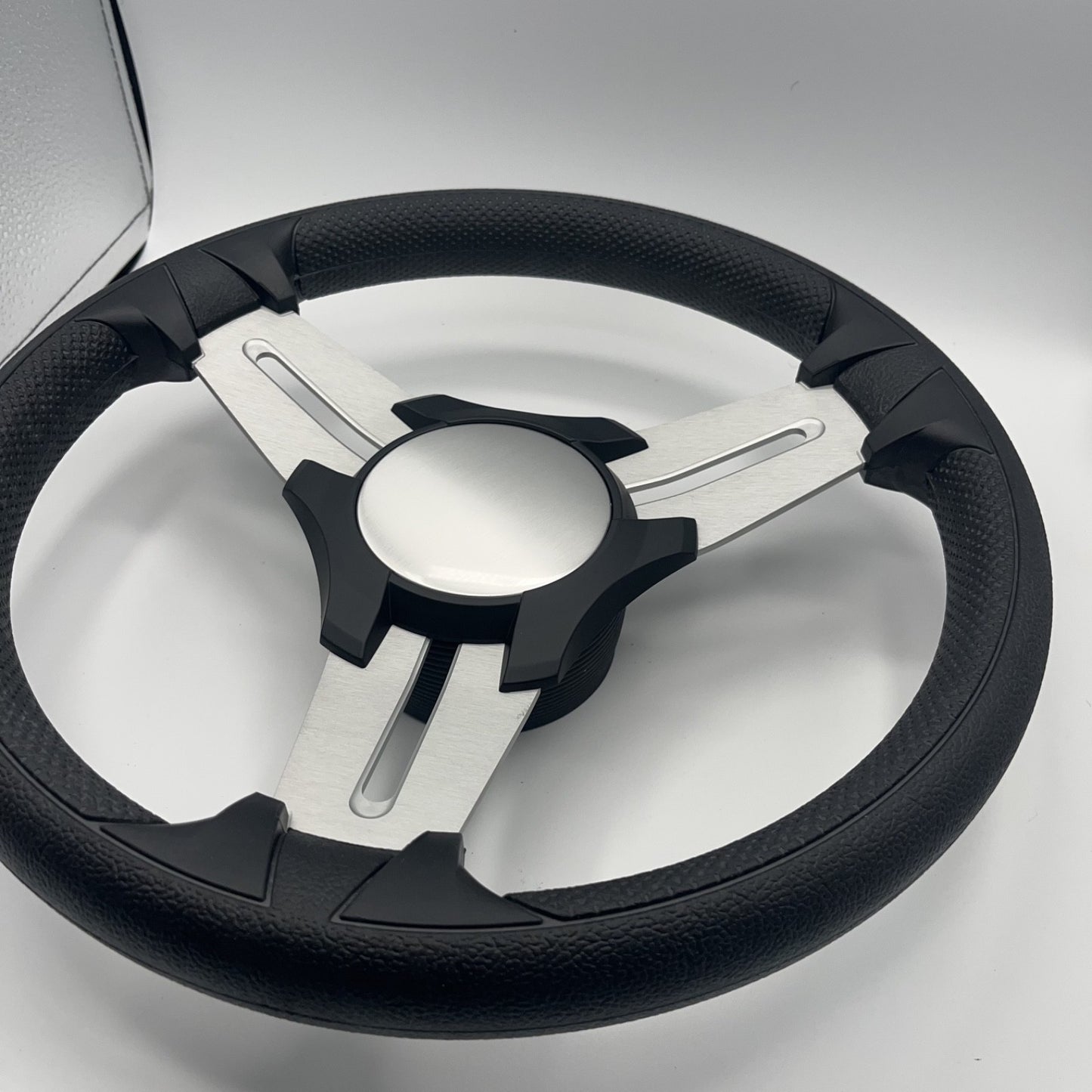 Model 15 Marine Steering Wheel Brushed Aluminum Spokes | Black Blank