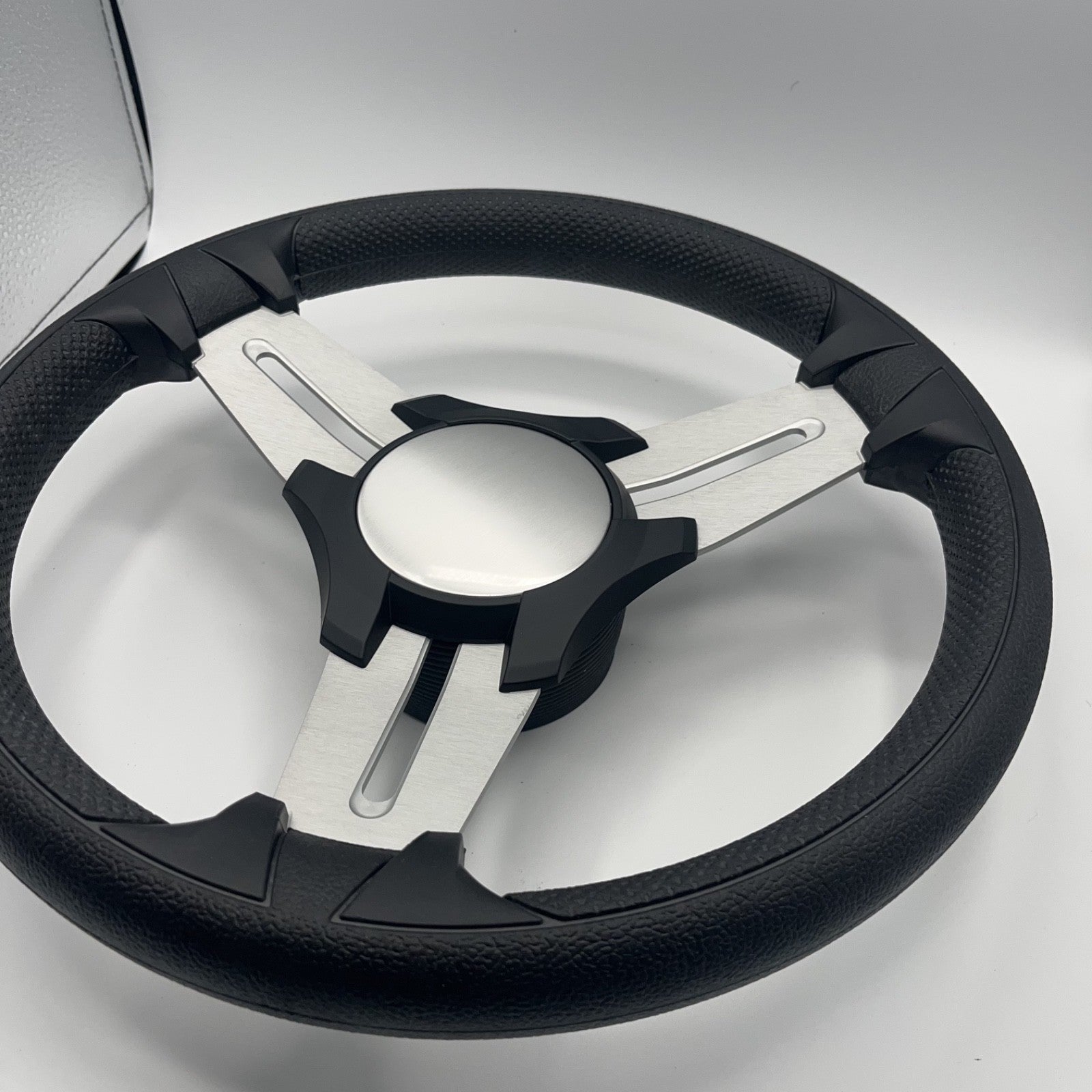 Model 15 Marine Steering Wheel Brushed Aluminum Spokes | Black Blank