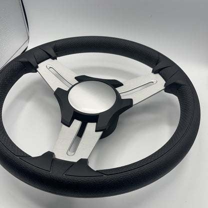 Model 15 Marine Steering Wheel Brushed Aluminum Spokes | Black Blank