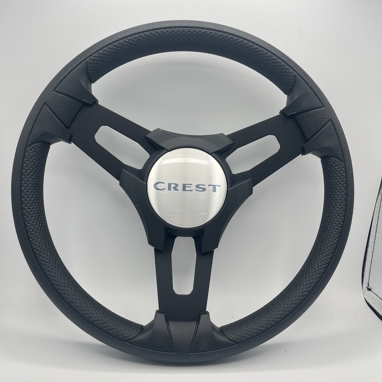 Gussi Italia Boat Model 15 Steering Wheel Black Brushed Alum Spokes |Blk Crest