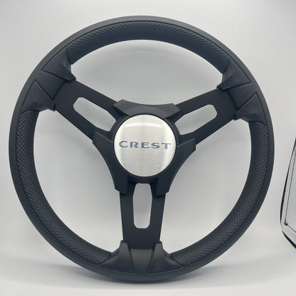 Gussi Italia Boat Model 15 Steering Wheel Black Brushed Alum Spokes |Blk Crest