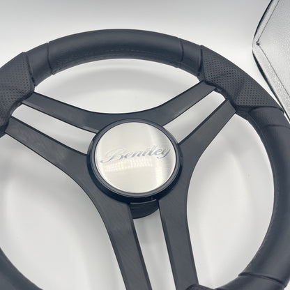 Molinara Marine Steering Wheel Black Brushed Alum Spokes | Lowe Boats