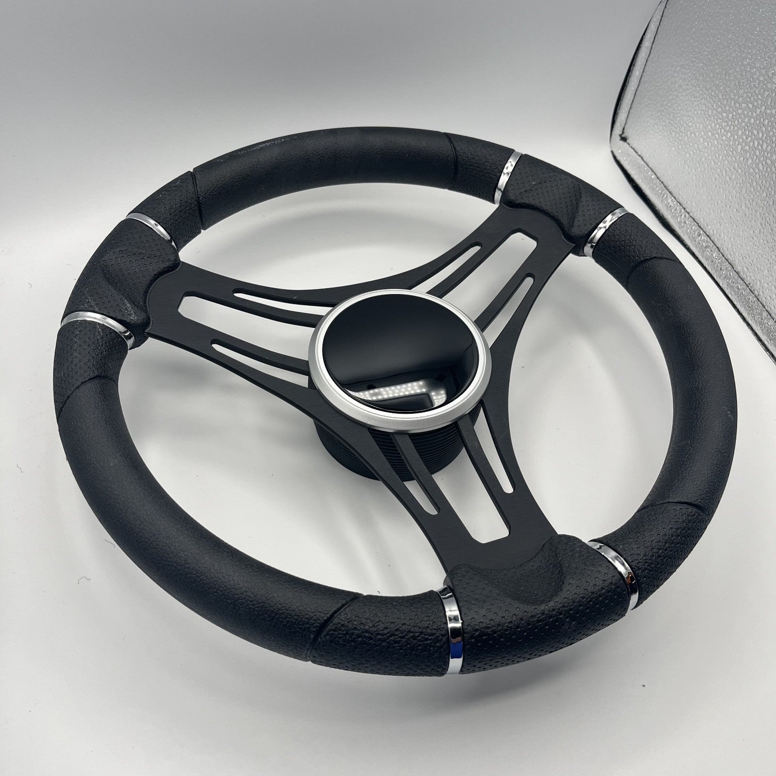 Gussi Italia Boat Steering Wheel Black Brushed Alum Spokes | Black Dome