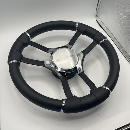 Malera Boat Steering Wheel Black Aluminum Spokes | Gussi Italia Logo
