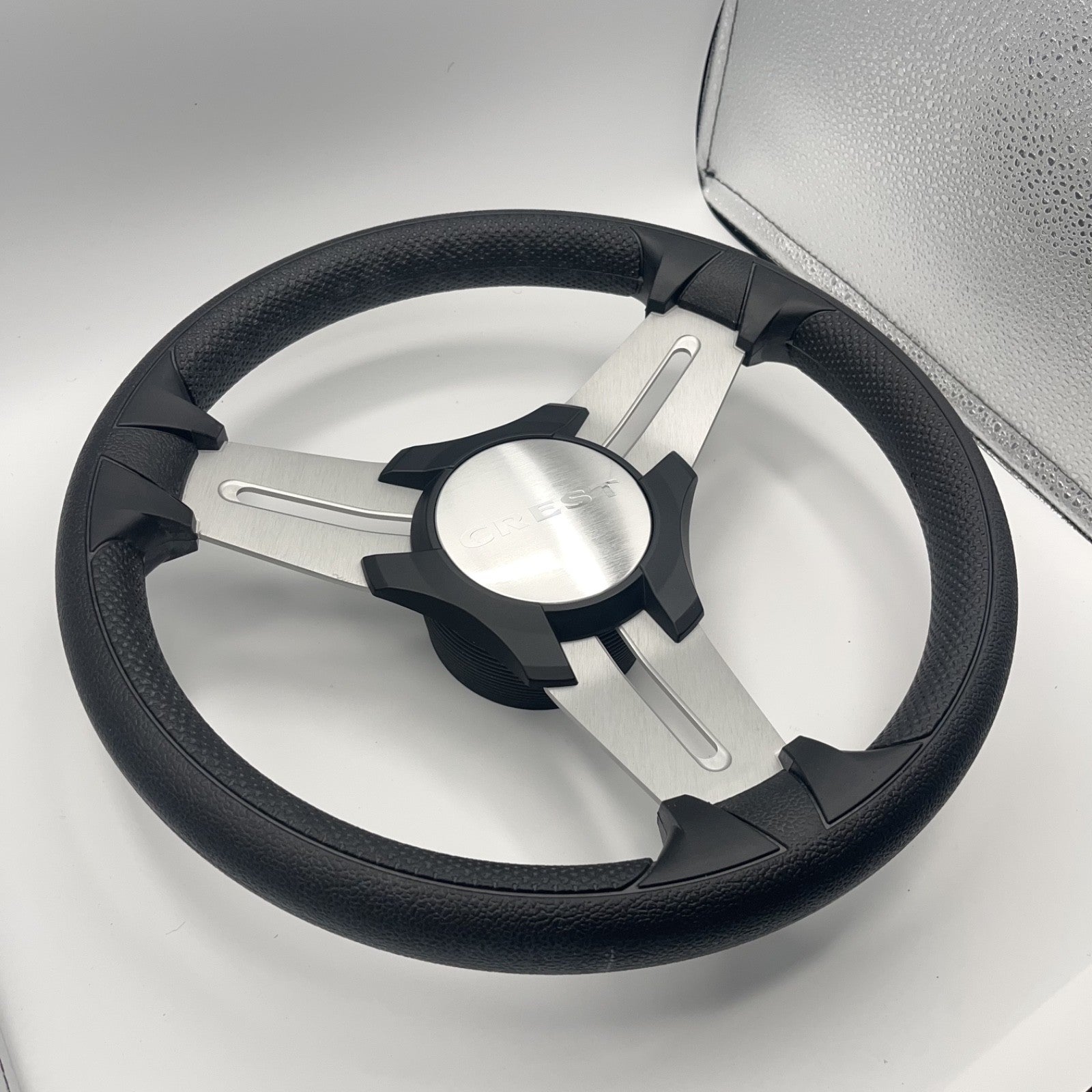 Model 15 Marine Steering Wheel Brushed Aluminum Spokes | Crest Logo