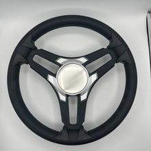 Gussi Italia Marine Steering Wheel Black Brush Metal Spokes | Silver Plain