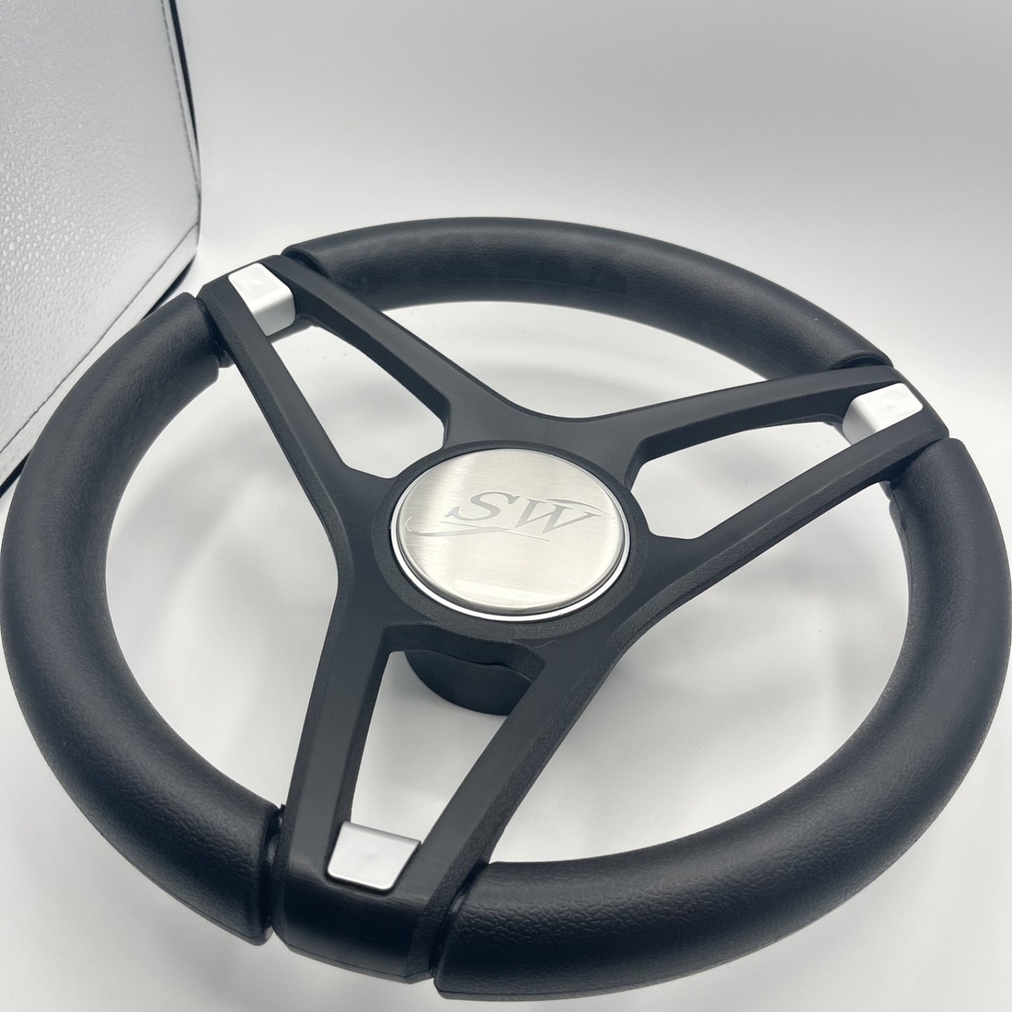 Molino Black w/Soft Touch Urethane Rim Boat Steering Wheel | Blue Wave