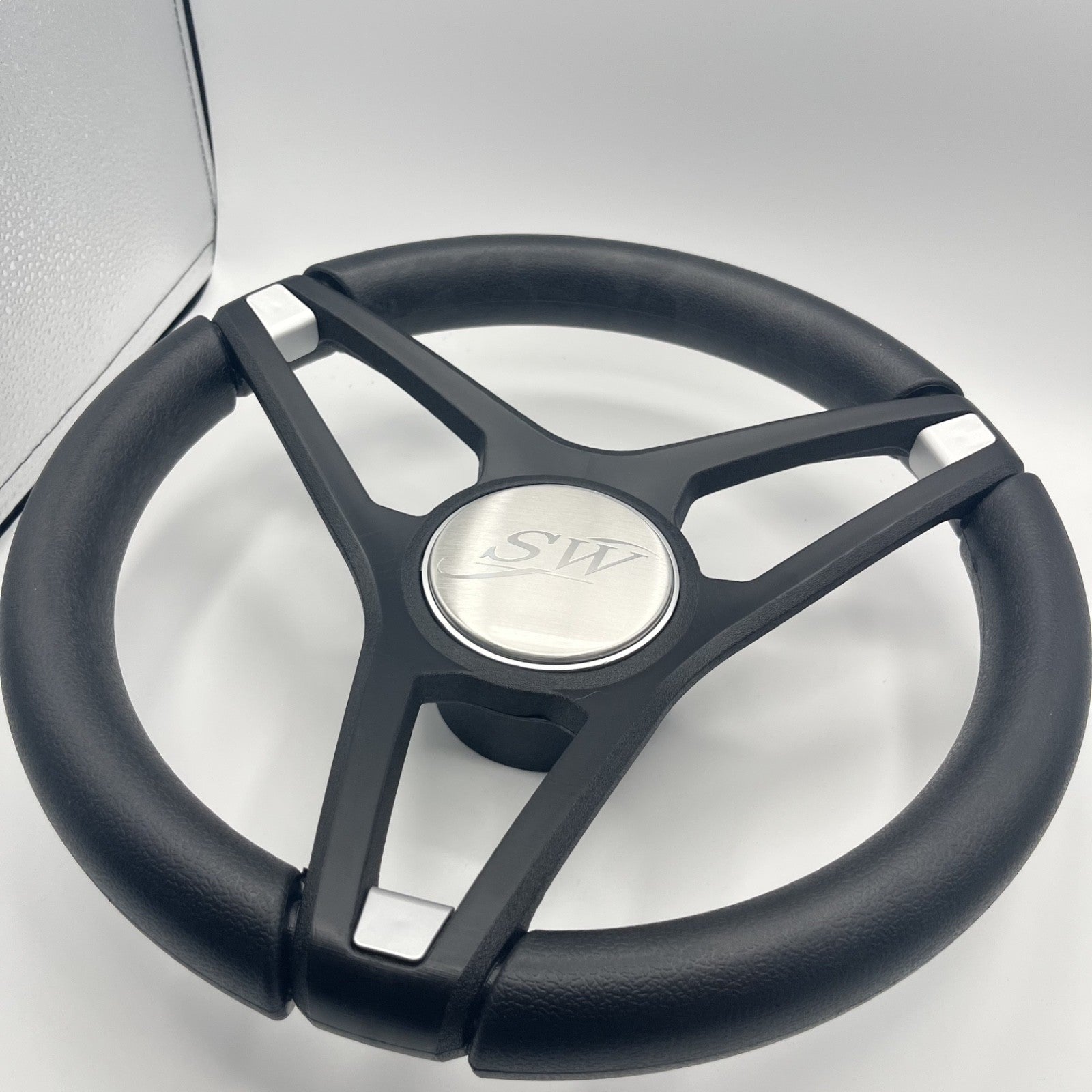 Molino Black w/Soft Touch Urethane Rim Boat Steering Wheel | Blue Wave
