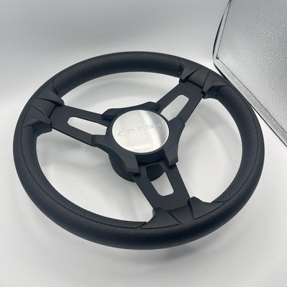 Gussi Italia Boat Model 15 Steering Wheel Black Brushed Alum Spokes |Blk Crest