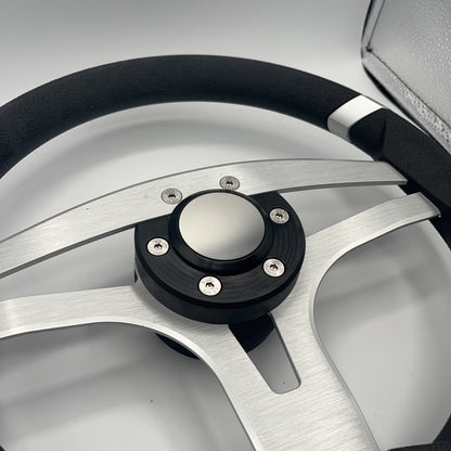 Badia Boat Steering Wheel Brushed Aluminum Spokes | Blank Snap-in