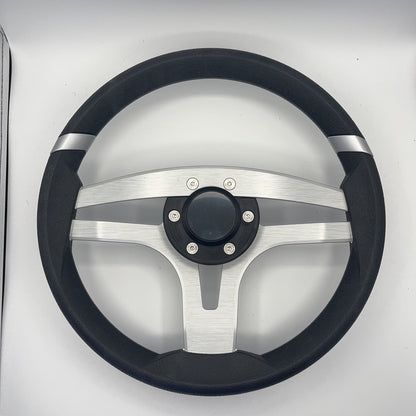 Badia Boat Steering Wheel Brushed Aluminum Spokes | Blank Snap-in