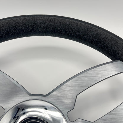 Cabrio Boat Steering Wheel Gray Brushed Alum Spoke | StabiCraft