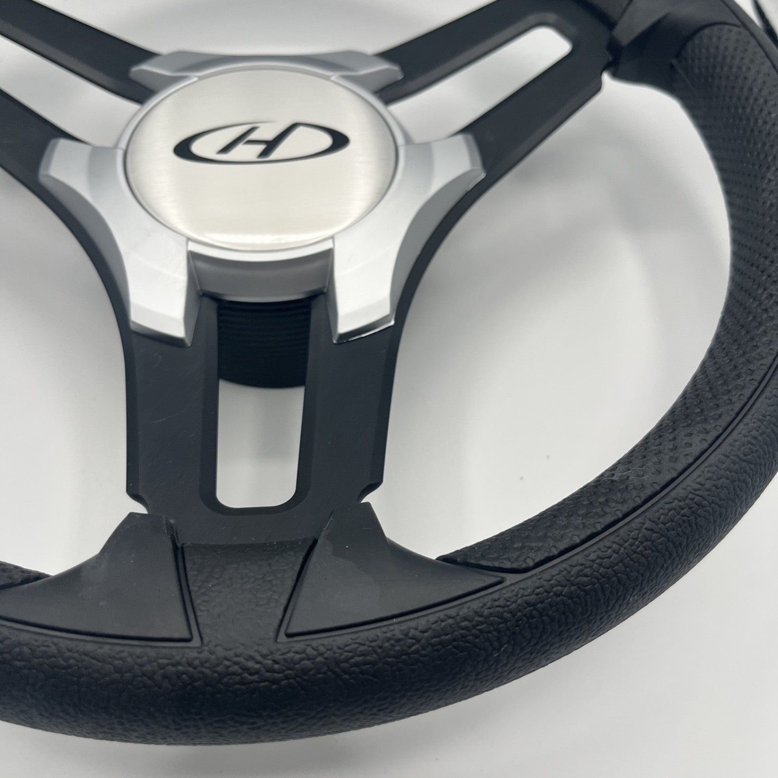 Gussi Italia Marine Steering Wheel Black Brush Metal Spokes | Harris Kayot