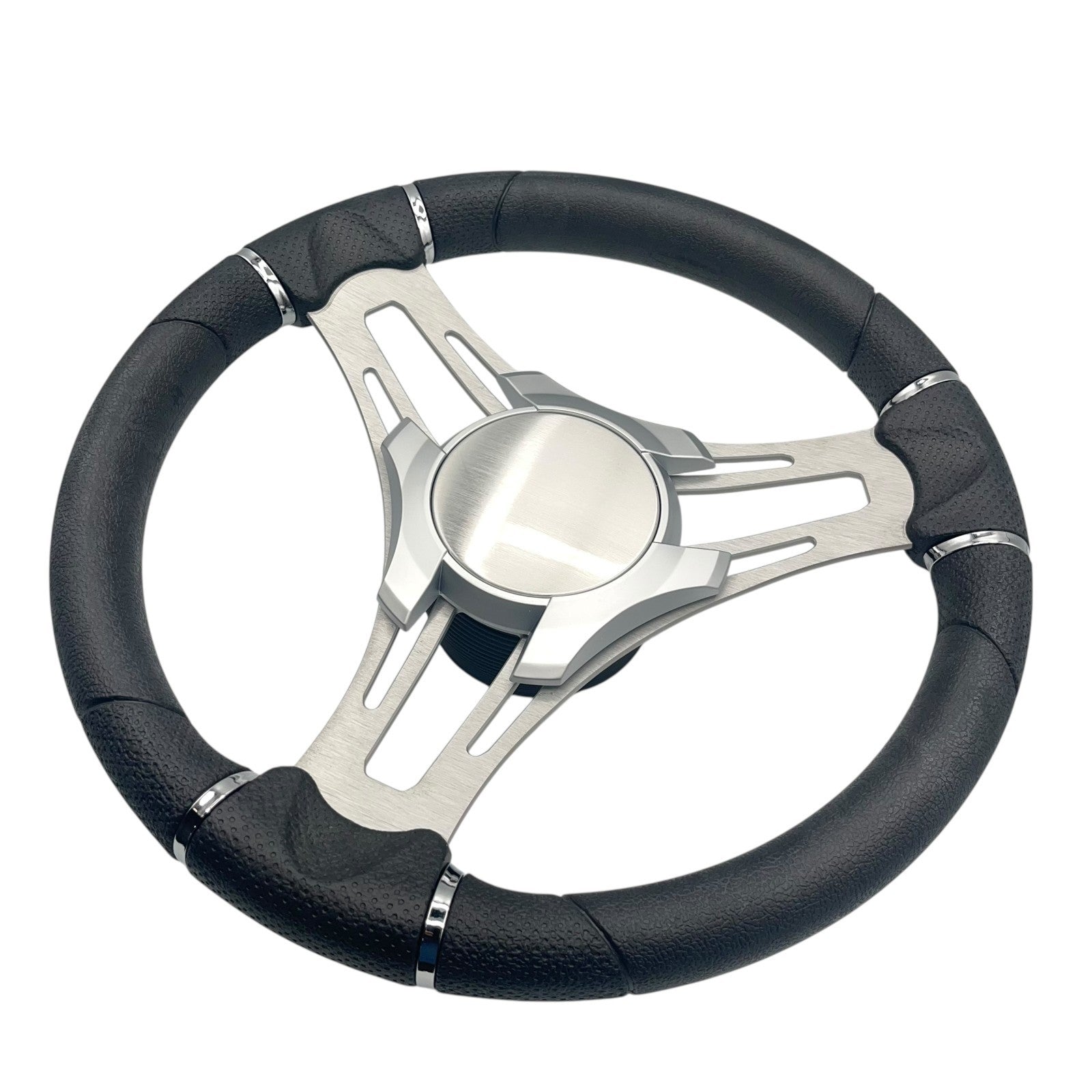 Verona Boat Steering Wheel Gray Brushed Aluminum Spokes KEYED or SPLINED HUB