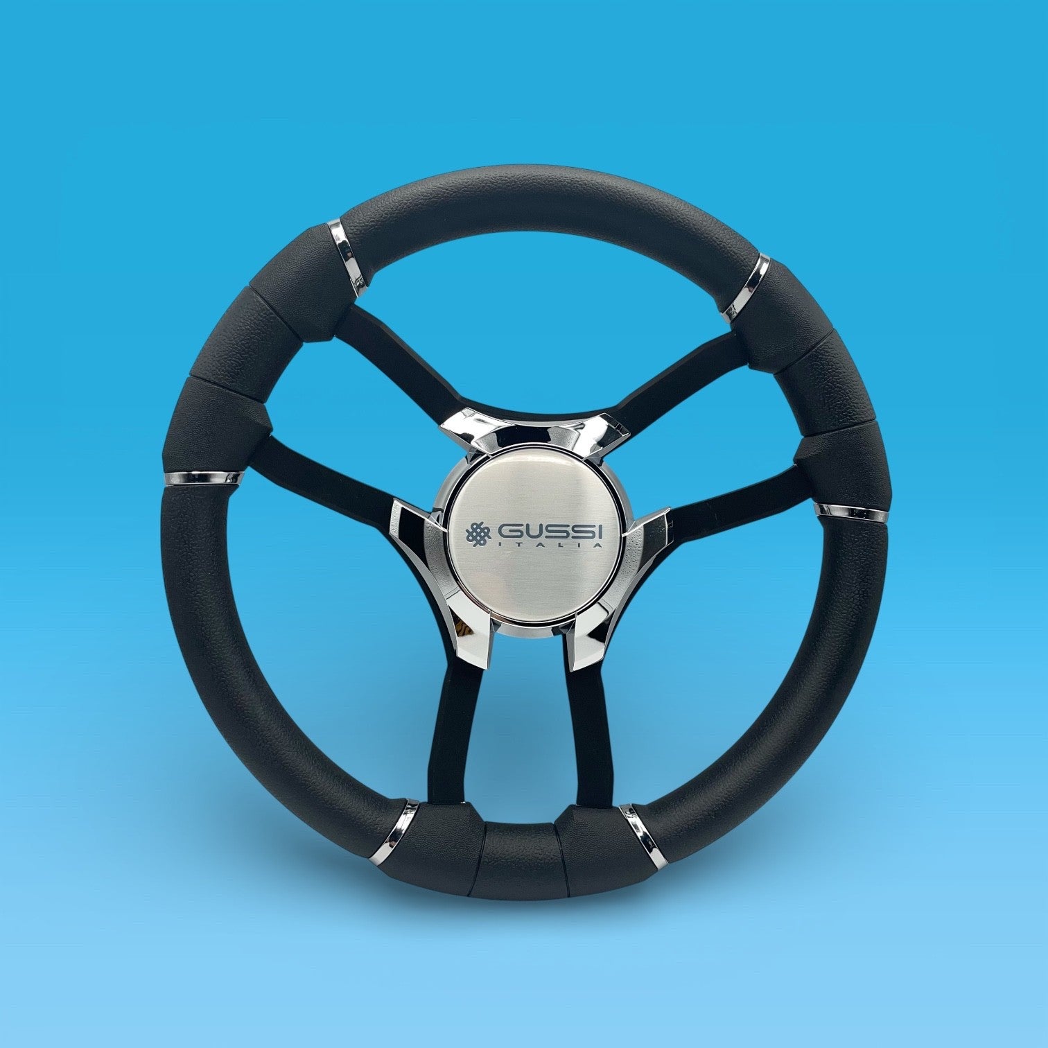 Malera Boat Steering Wheel Black Aluminum Spokes