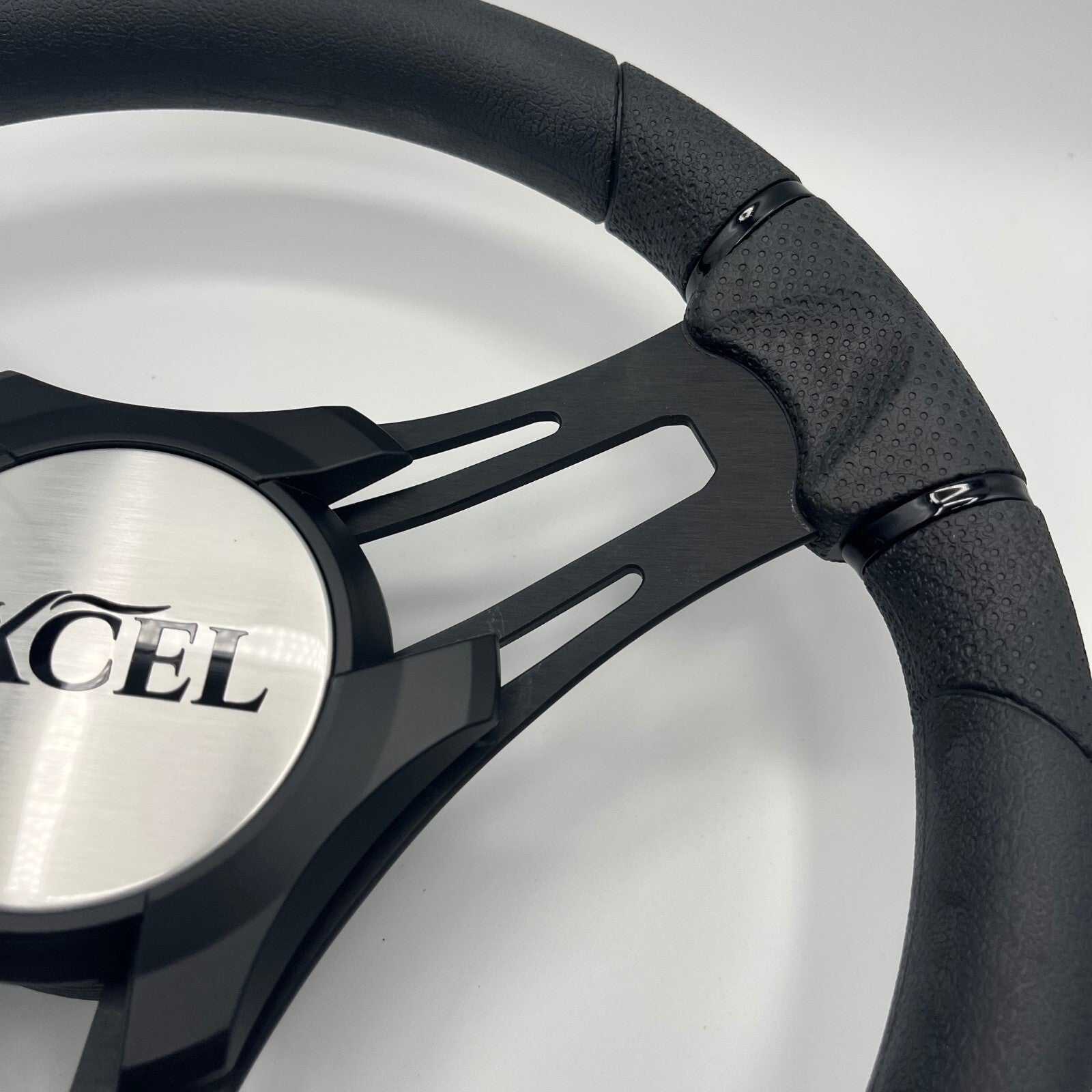 Verona Boat Steering Wheel Black Brushed Aluminum Spokes | Excel Boats