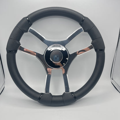 Malera Boat Steering Wheel Chrome Spokes | ABS Chrome Dome Blank SS Ctr.