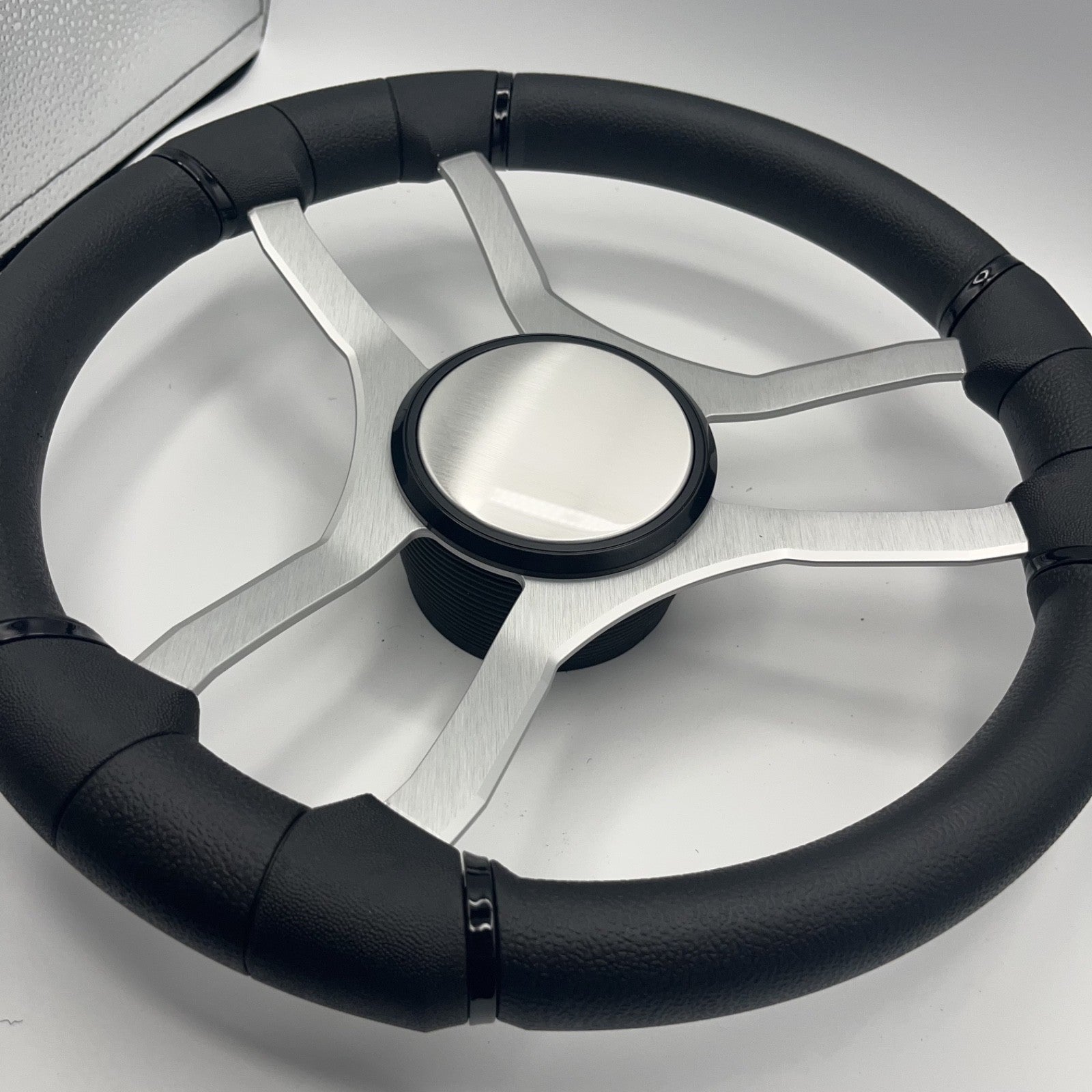 Malera Boat Steering Wheel Brushed Aluminum Spokes - Plain