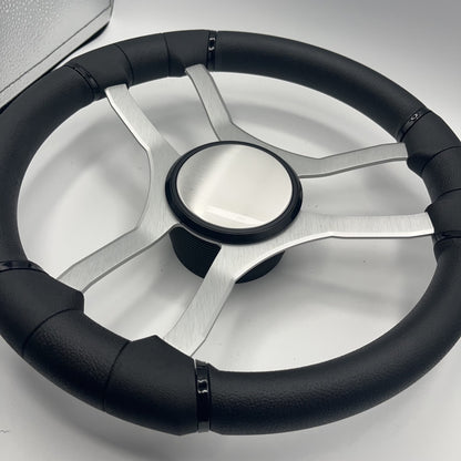 Malera Boat Steering Wheel Brushed Aluminum Spokes - Plain