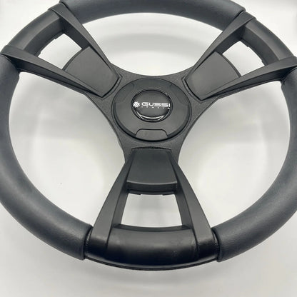 Model M13K Black Boat Steering Wheel KEY HUB Soft Touch Rim ABS Spokes
