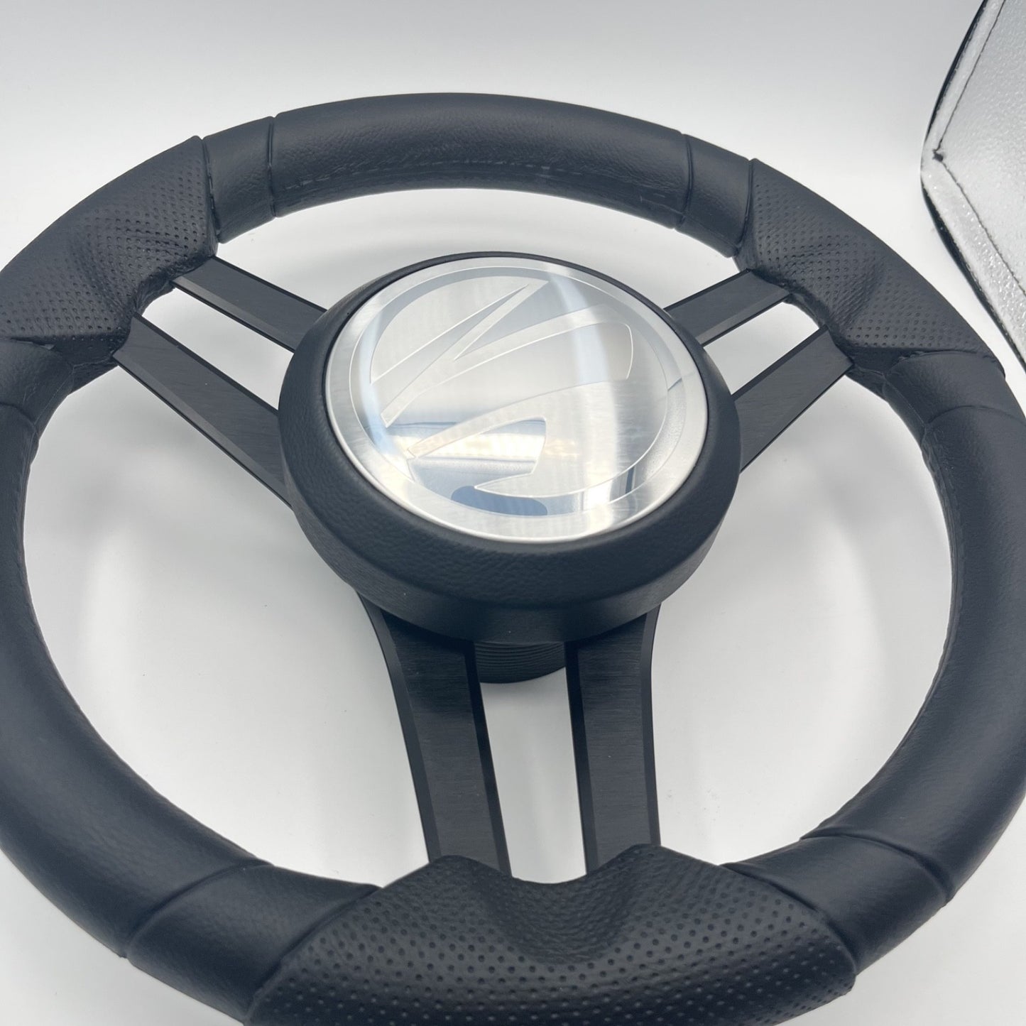 Molinara Marine Steering Wheel Black Brushed Aluminum Spokes | Tige