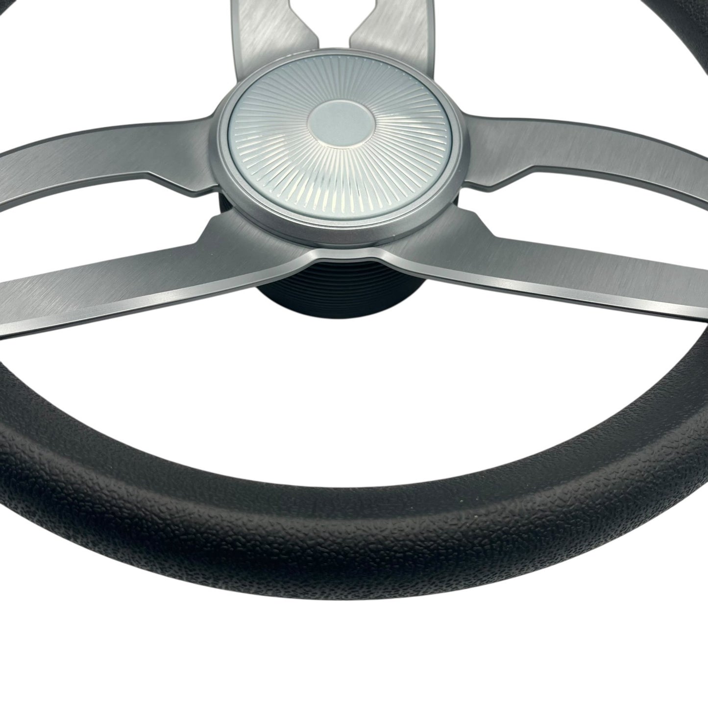 Cabrio Boat Steering Wheel Gray Brushed Alum Spoke | Starburst Center Cap