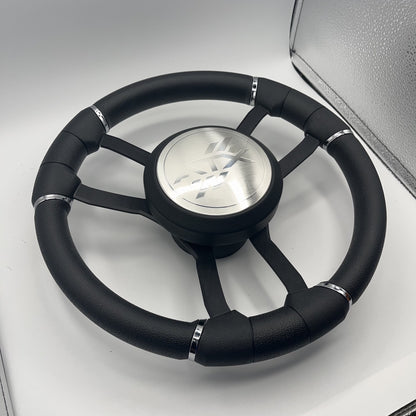 Malera Boat Steering Wheel Black Aluminum Spokes - ATX Boats