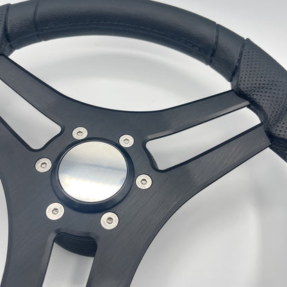 Molinara Marine Steering Wheel Black Brushed Alum Spokes | Blank Style