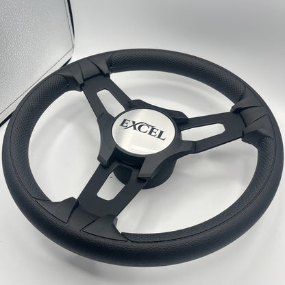 Gussi Italia Boat Model 15 Steering Wheel Black Brushed Alum Spokes |Blk Excel