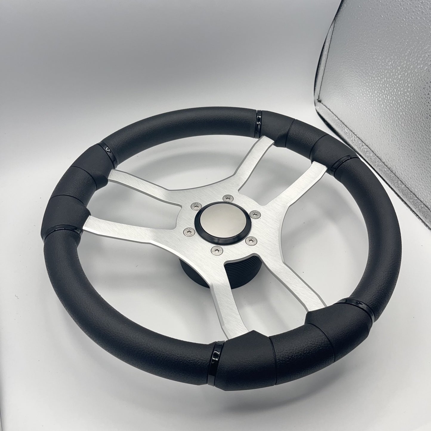 Malera Boat Steering Wheel Brushed Aluminum Spokes | Blank Snap-in