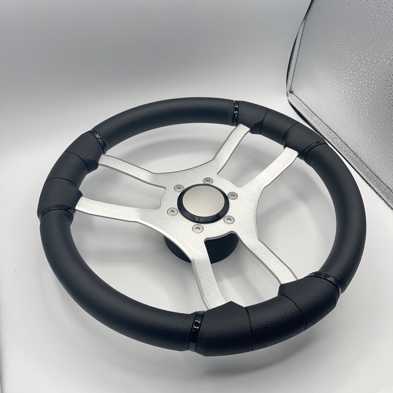 Malera Boat Steering Wheel Brushed Aluminum Spokes | Blank Snap-in