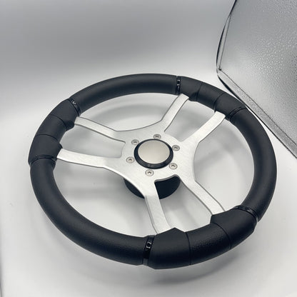 Malera Boat Steering Wheel Brushed Aluminum Spokes | Blank Snap-in