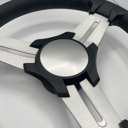 Model 15 Marine Steering Wheel Brushed Aluminum Spokes | Black Blank