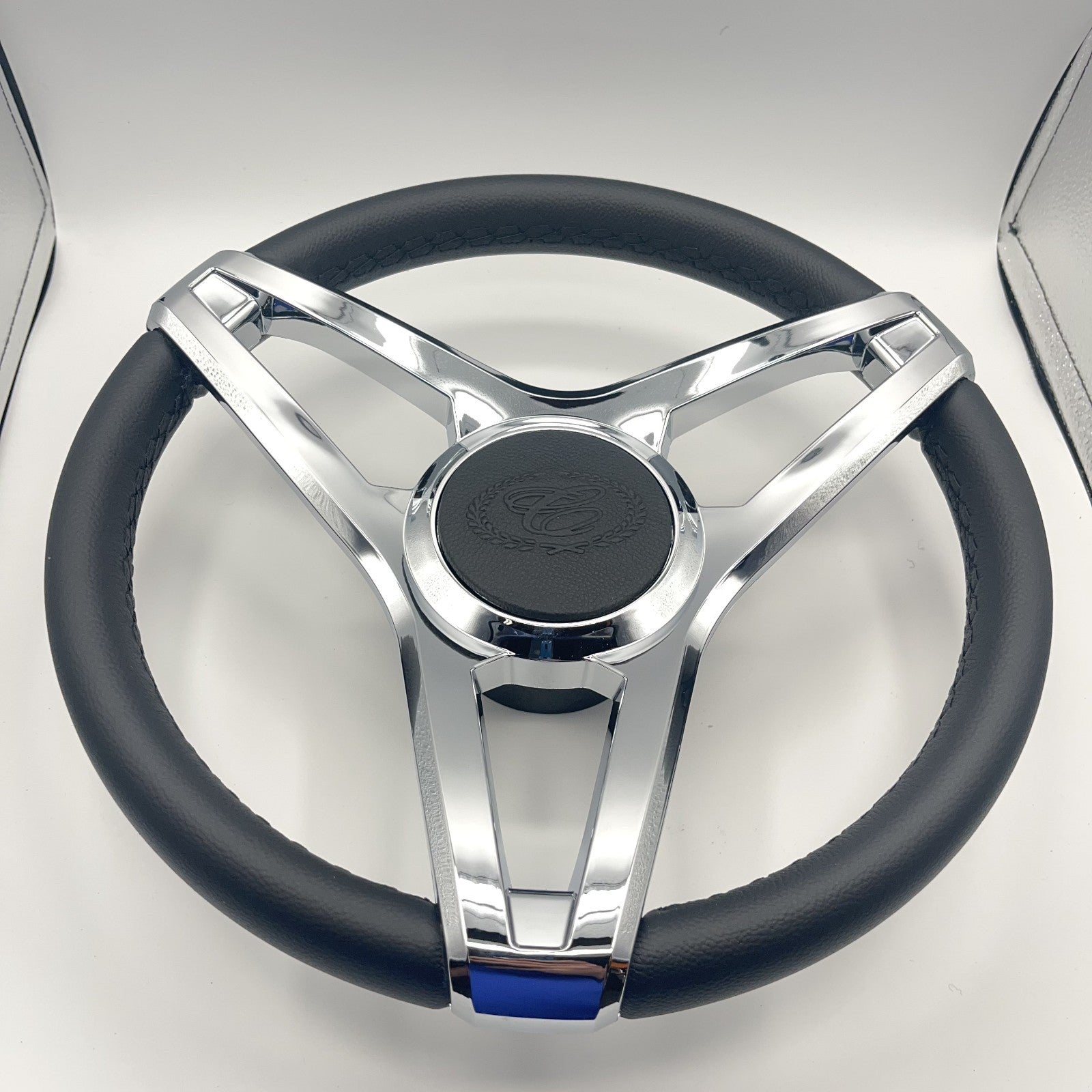 Cobalt Boat Steering Wheel Plastic Spoke Leather Stitched Rim | Cobalt Logo