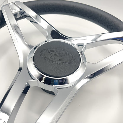 Cobalt Boat Steering Wheel Plastic Spoke Leather Stitched Rim | Cobalt Logo