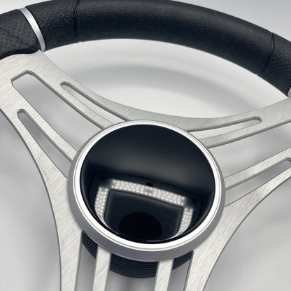 Gussi Italia Boat Steering Wheel Brushed Aluminum Spoke | Black Dome