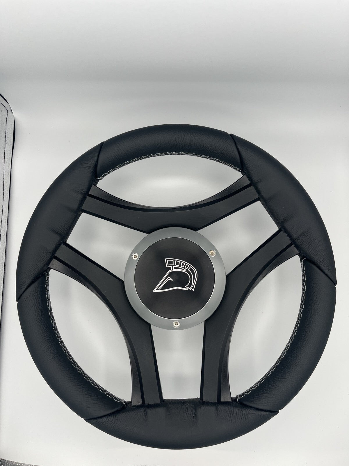 Durello Marine Steering Wheel, Black Leather Rim