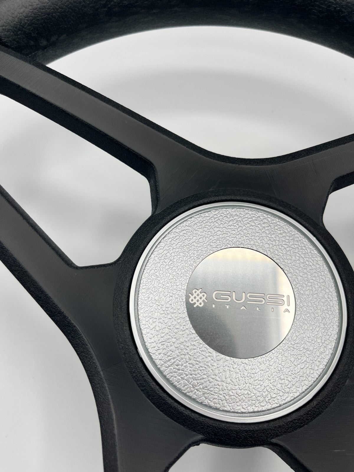Molino Black w/Silver Accents Boat Steering Wheel | Gussi Italia Center Cap