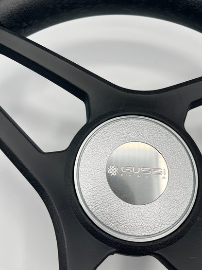 Molino Black w/Silver Accents Boat Steering Wheel | Gussi Italia Center Cap