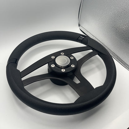 Badia Boat Steering Wheel Brushed Black Aluminum Spokes | Target Snap-in