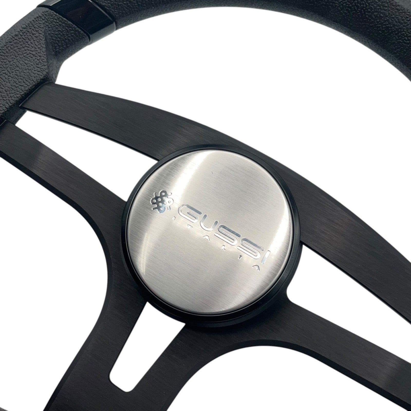 Badia Boat Steering Wheel Brushed Black Aluminum Spokes