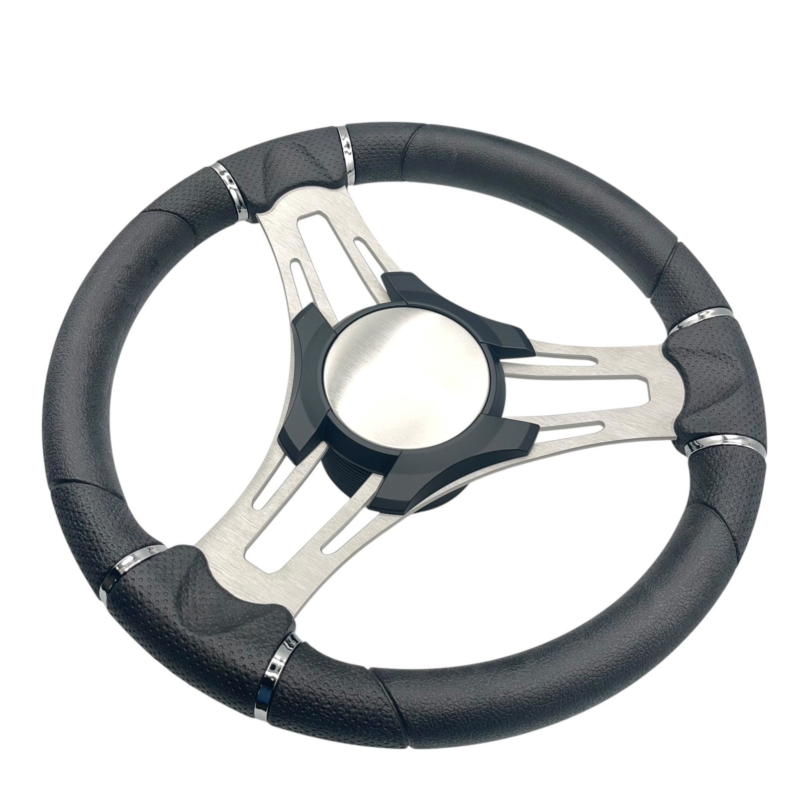 Verona Boat Steering Wheel Gray Brushed Aluminum Spokes | Plain