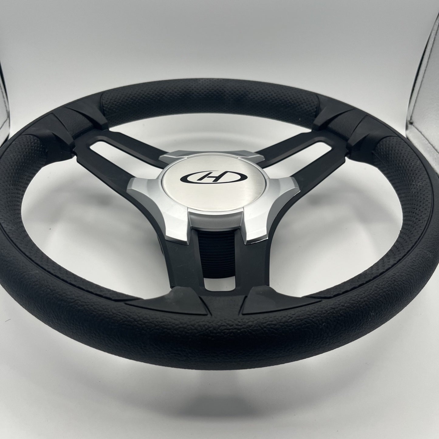 Gussi Italia Marine Steering Wheel Black Brush Metal Spokes | Harris Kayot