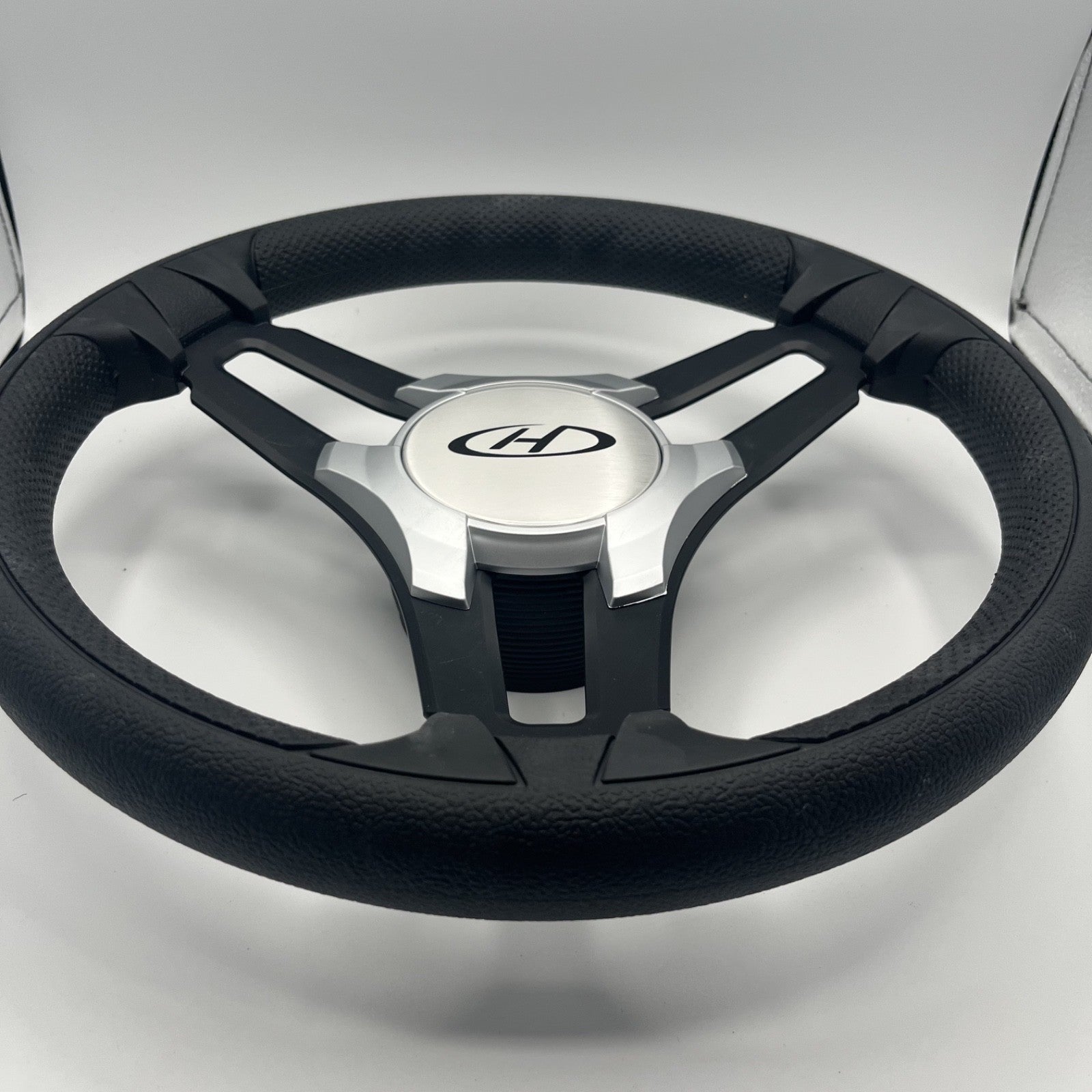 Gussi Italia Marine Steering Wheel Black Brush Metal Spokes | Harris Kayot