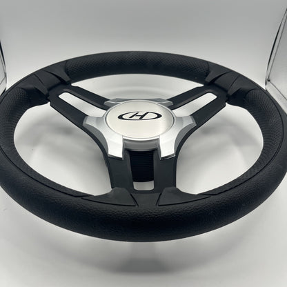 Gussi Italia Marine Steering Wheel Black Brush Metal Spokes | Harris Kayot