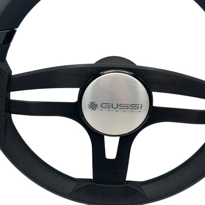 Badia Boat Steering Wheel Brushed Black Aluminum Spokes