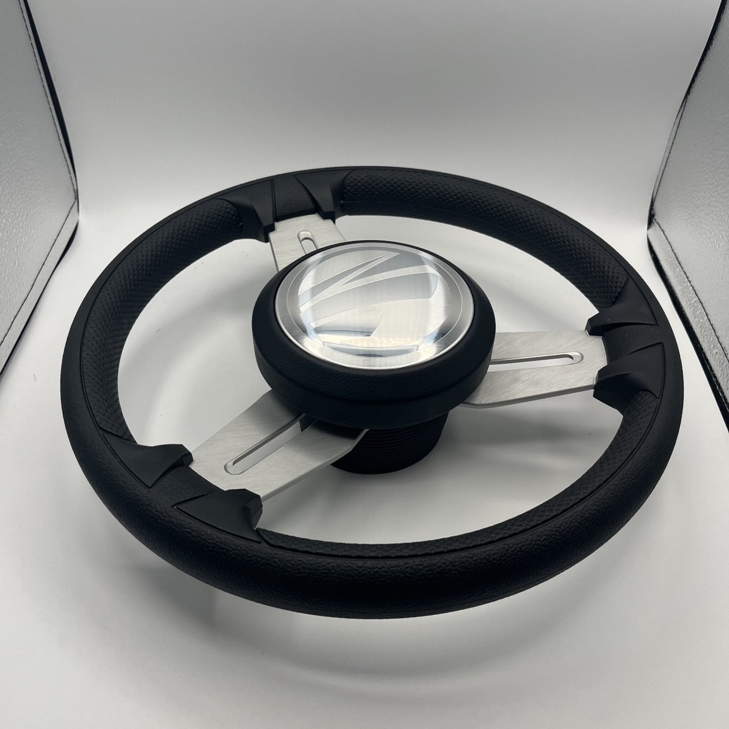 Model 15 Marine Steering Wheel Brush Alum Spokes | Tige Boats Logo